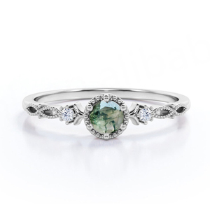 แหวนเงินแท้ 925 ชุบโรเดียม งานแฮนด์เมด สไตล์วินเทจ ประดับมรกตมอสทรงกลม สำหรับงานแต่งงานและงานปาร์ตี้ ขายดี - Product Image 2