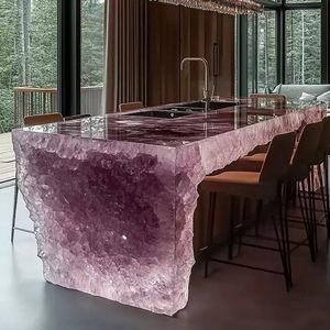 Îlot de bar en résine cristalline, design pierre brute, décoration intérieure, table lumineuse, élément d'intérieur de luxe, personnalisable, tendance mode - Product Image 1