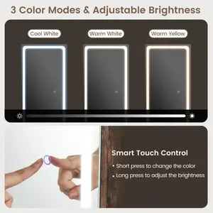 Armoire à miroir sur pied Ggtradinginc 39,4 pouces avec éclairage LED, rangement pour bijoux, fixation murale, décoration moderne pour la maison, porte en verre encadrée - Product Image 5