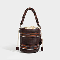 Sac seau en polyester tissé fait main, doublure tendance, sac à cordon polyvalent, nouvelle collection 2026, style décontracté et original