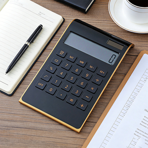 कस्टम लोगो अल्ट्रा पतला गोल्ड फ्रेम सौर संचालित दोहरी शक्ति 12-अंकों का डेस्कटॉप कैलकुलेटर प्रचार उपहार के लिए - Product Image 5