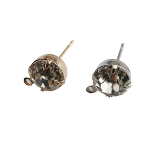 Pendientes de botón con forma de bola, engaste de garra, aleación de zinc, chapado en plata, oro KC, color blanco K, accesorios de joyería de moda - Product Image 2