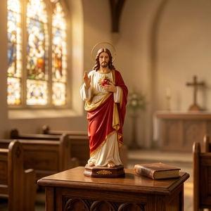 Décoration religieuse en résine Vierge <span class=keywords><strong>Marie</strong></span> et Père Saint, style Noël, pour la maison, pleine d'amour - Product Image 5