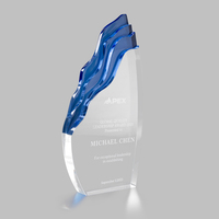 Trophée personnalisé en acrylique multicolore, design flamme, plaque en acrylique transparente, récompenses d'entreprise personnalisées
