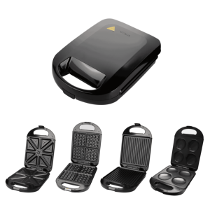 3 em 1 aço inoxidável elétrico sanduíche Waffle Maker <span class=keywords><strong>Grill</strong></span> Press com placas intercambiáveis para uso doméstico garagem ao ar livre - Product Image 4