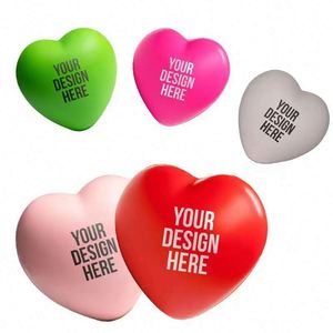 ลูกบอลบีบคลายเครียดรูปหัวใจทำจากโฟม PU แบบกำหนดเอง ของชำร่วยงานปาร์ตี้ ของขวัญส่งเสริมการขายสำหรับผู้ใช้ทั่วไปและรถยนต์ - Product Image 1