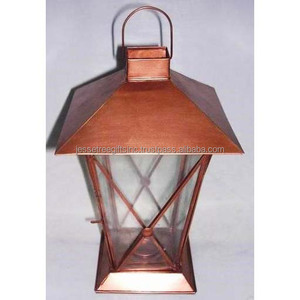 Linterna colgante de metal con revestimiento de polvo marrón, diseño moderno, forma cuadrada con paneles de vidrio para decoración del hogar - Product Image 6