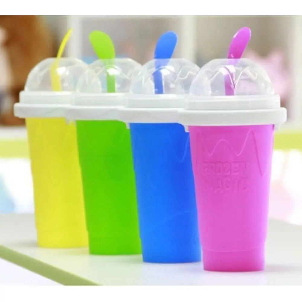 Пищевой многоразовые горячий продавать для быстрого охлаждения замороженная Магия смузи прочный слякоть машина для мороженого с крышкой и ложка