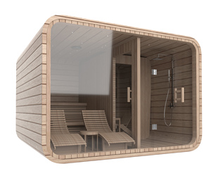 موقد كبسولة ساونا حديث ، دش بخار للتدفئة الكهربائية ، سبا للشقق ، خشب التنوب والأرز الأحمر - Product Image 4