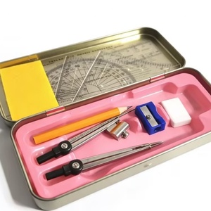 Ensemble de traçage et de géométrie en métal 9 pièces pour étudiants, compas inclus, prix abordable, vente en gros - Product Image 6