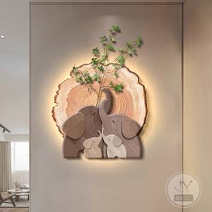 Décoration d'entrée en forme de tronc d'arbre en crème, éléphant, salon, couloir, allée, murale, induction lumineuse - Product Image 2