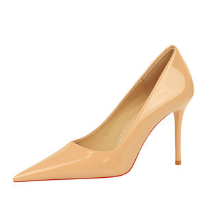 Zapatos de tacón alto puntiagudos de boca baja de charol de moda y minimalistas de estilo europeo y americano para <span class=keywords><strong>mujer</strong></span> - Product Image 4