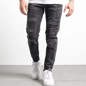Мужские рваные обтягивающие джинсы в стиле хип-хоп