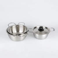 Wok classique en acier inoxydable 24cm ensemble de marmites à soupe ramen coréennes pour le camping en plein air nouilles instantanées fruits de mer stock de cuisson en métal