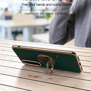 Funda de TPU galvanizada 6D para teléfono <span class=keywords><strong>Sony</strong></span> Xperia 10 iii/1 iii Xperia/5 iii, Color caramelo, con anillo de soporte - Product Image 2