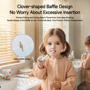 Brosse à dents pour bébé 2 en 1 avec nettoyeur de langue, poignée en silicone antidérapante, directement de l'usine - Product Image 3