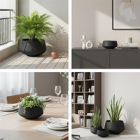 Pot Keramik Kecil Modern untuk Meja dengan Lapisan Glasir Tahan Lama untuk Penggunaan di Dalam Ruangan/Kantor Tanaman Hijau