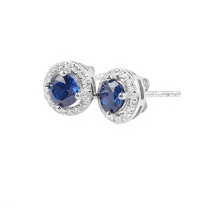 Boucles d'oreilles clous de luxe géométriques en argent 925 plaqué platine, diamant blanc certifié IGI, halo ovale, idéales pour mariage, fête, cadeau - Product Image 2