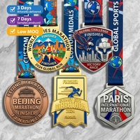 Médailles Sportives en Métal pour Marathon, Récompense Personnalisée, Médaille de Course Mondiale en Alliage de Zinc 3D avec Ruban Imprimé