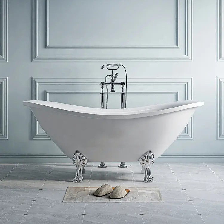 Fanwin – baignoire de luxe en fibre de verre acrylique, baignoire en fonte, baignoire autoportante à pieds dorés