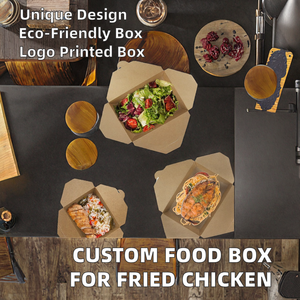 Custom Printed Recycled Kraft Paper Food Packaging <b>Box</b> with Varnishing and Handle for Fried Chicken - Product Image 2