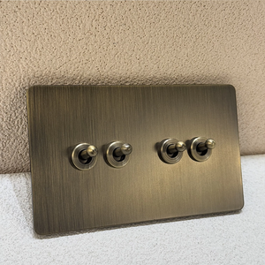 LangYeao Wand montage Retro-Stil Licht Kippschalter Hotel Edelstahl UK EU-Buchsen USB Typ-c Grün Bronze für Zuhause - Product Image 3