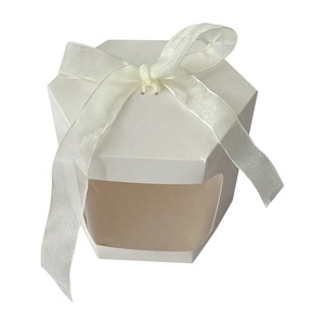 Boîte cadeau hexagonale personnalisée <span class=keywords><strong>avec</strong></span> logo imprimé, ruban et fenêtre transparente pour la Saint-Valentin, <span class=keywords><strong>fleurs</strong></span>, gâteaux, emballages - Product Image 1