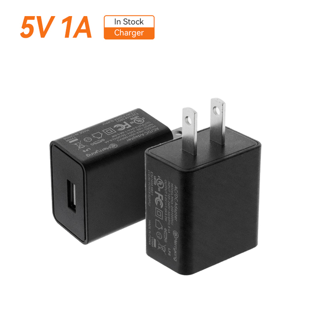 Low MOQ in Stock Black 5w Charger Single Usb Mobile Phone Chargers 5v 1a Usb Charger