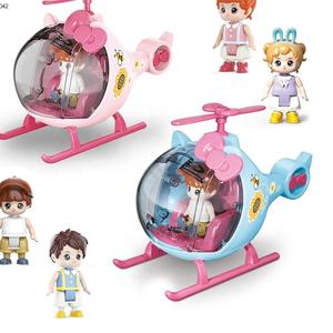 Nuevo precio barato juego de simulación pequeño piloto plástico dibujos animados Mini helicóptero deslizante muñeca <span class=keywords><strong>para</strong></span> niños - Product Image 3