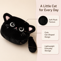 Pochette Kawaii en forme de tête de chat pour femme, mignonne, en peluche, résistante à l'eau, étui AirPods tendance, porte-monnaie en polyester avec fermeture éclair à queue, pour voyage