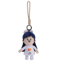 Porte-clés en peluche personnalisé, poupée de dessin animé avec logo brodé, personnage IP d'entreprise, pendentif de sac en peluche douce