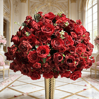 Centre de table en rose artificielle rose et violette de luxe de 80 cm/50 cm, arrangement floral élégant pour mariage, banquet et décoration de fête