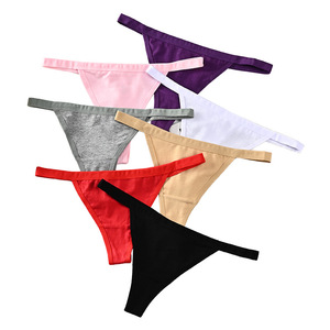 Culotte string en coton pour femme, confortable, respirante, sexy, taille basse, extensible, multicolore (7 couleurs), tailles M-L, ODM, couleur unie, style bikini - Product Image 4