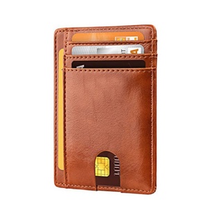 Minimalist Slim Business <b>RFID</b> <b>Blocking</b> Leather <b>Wallet</b> Front Pocket Card Holder Open Closure Anti-Theft Feature for Men Women - Product Image 1