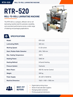 Machine à plastifier les étiquettes en rouleau RTR-520, largeur 460 mm, double porte-film, plastifieuse hydraulique
