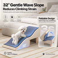 Escalier pliable pour chien et rampe pour animaux de compagnie 2-en-1, ottoman à structure en bois avec surface en feutre pour lits, canapés et sièges de fenêtre