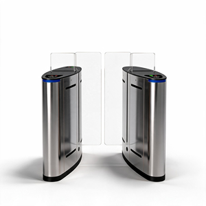 Porte tournante automatique à reconnaissance faciale, lecteur RFID, ailes en acrylique pour contrôle d'accès aux entrées de bureaux et de halls d'immeubles. - Product Image 2