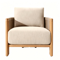 Fauteuil d'extérieur moderne de luxe en teck tressé avec cadre en bois massif imperméable, chaise longue pour jardin, villa, hôtel, mobilier de patio