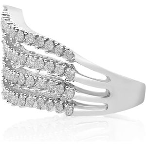 Natural White Diamond Multi Row Band <b>Ring</b> 925 Sterling <b>Silver</b> Round Cut <b>Statement</b> <b>Ring</b> For Women Size 10 - Product Image 2