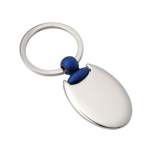 Portachiavi ovale in metallo con gancio blu e finitura argentata per chiavi e accessori - Product Image 1