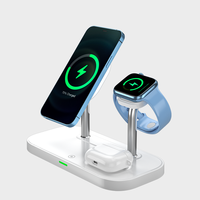 Chargeur sans fil de bureau 3 en 1, chargeur magnétique 15W, veilleuse, chargeur rapide avec support pour iPhone pour téléphone portable