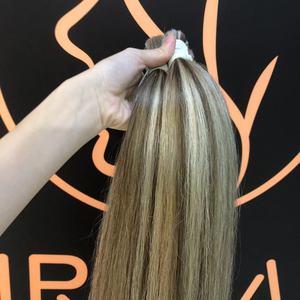Extensiones de cabello cutícula alineada cabello humano Loiro piano color 8/613 extensión de cabello humano <span class=keywords><strong>Rubio</strong></span> com a Raiz Esfumada - Product Image 3