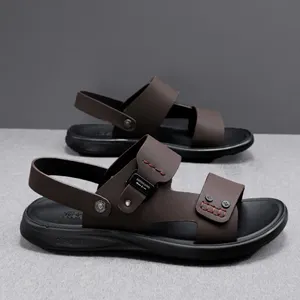 2023 Summer Men's Beach Shoes Sandals Outdoor Lightweight Breathable Leather Non-slip Slippers For Men