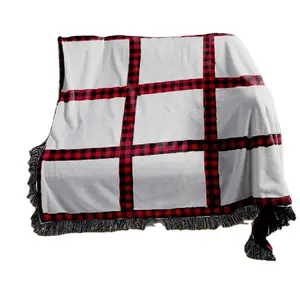 Personalized Red Black Plaid Edged 9 Space Sublimation Blank Flannel Blanket