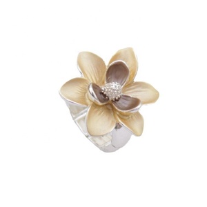 Cao cấp phụ nữ thanh lịch hoa trà hoa men nhẫn cổ điển đàn hồi dây có thể điều chỉnh chunky nhẫn - Product Image 5