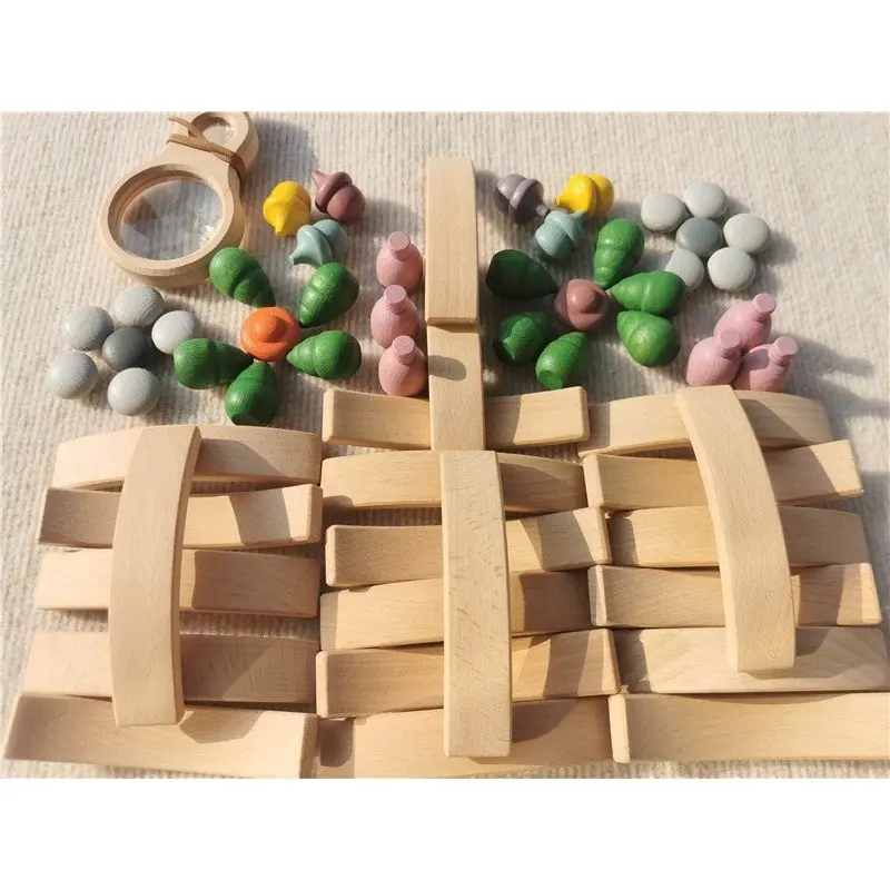 Nuovi blocchi impilabili ad arco in legno di faggio arcobaleno che piegano i giocattoli in legno da costruzione per bambini gioco creativo