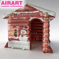 Cabane gonflable de Noël durable en PVC, Grotte du Père Noël gonflable en forme de cube, Pavillon de repos pour événements festifs en extérieur
