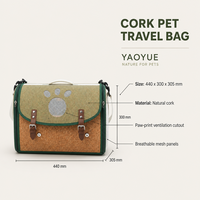 Sac de voyage pour animaux de compagnie YAOYUE en liège pour chats et petits chiens, avec découpes en forme de patte et trous d'aération, transporteur léger