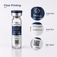 Étiquettes personnalisées pour flacons de peptides de 3 ml, autocollants imperméables en PET pour petits flacons en verre, impression en rouleau pour l'emballage d'échantillons cosmétiques