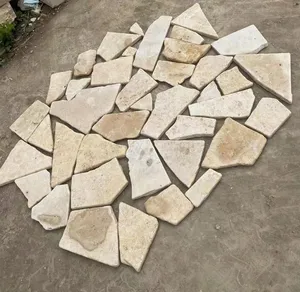 China Random Beige Grey Limestone Paving Stone For Garden